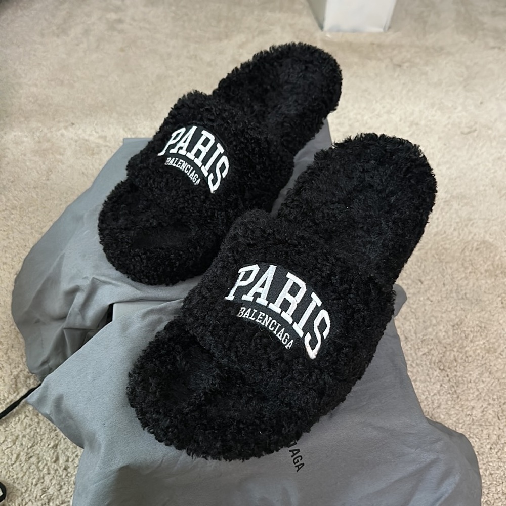 Balenciaga Black Furry Heels